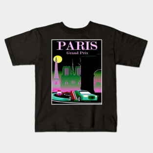 Paris Grand Prix : Abstract Auto Racing Advertising Print Kids T-Shirt